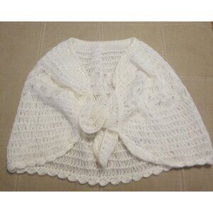 Vintage Crochet Shrug Shawl Sequins Small